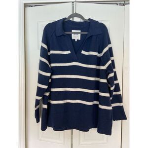 Aerie Navy and White Striped Cardigan
